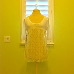 Pretty White Lace Body Scoop Neck Tee